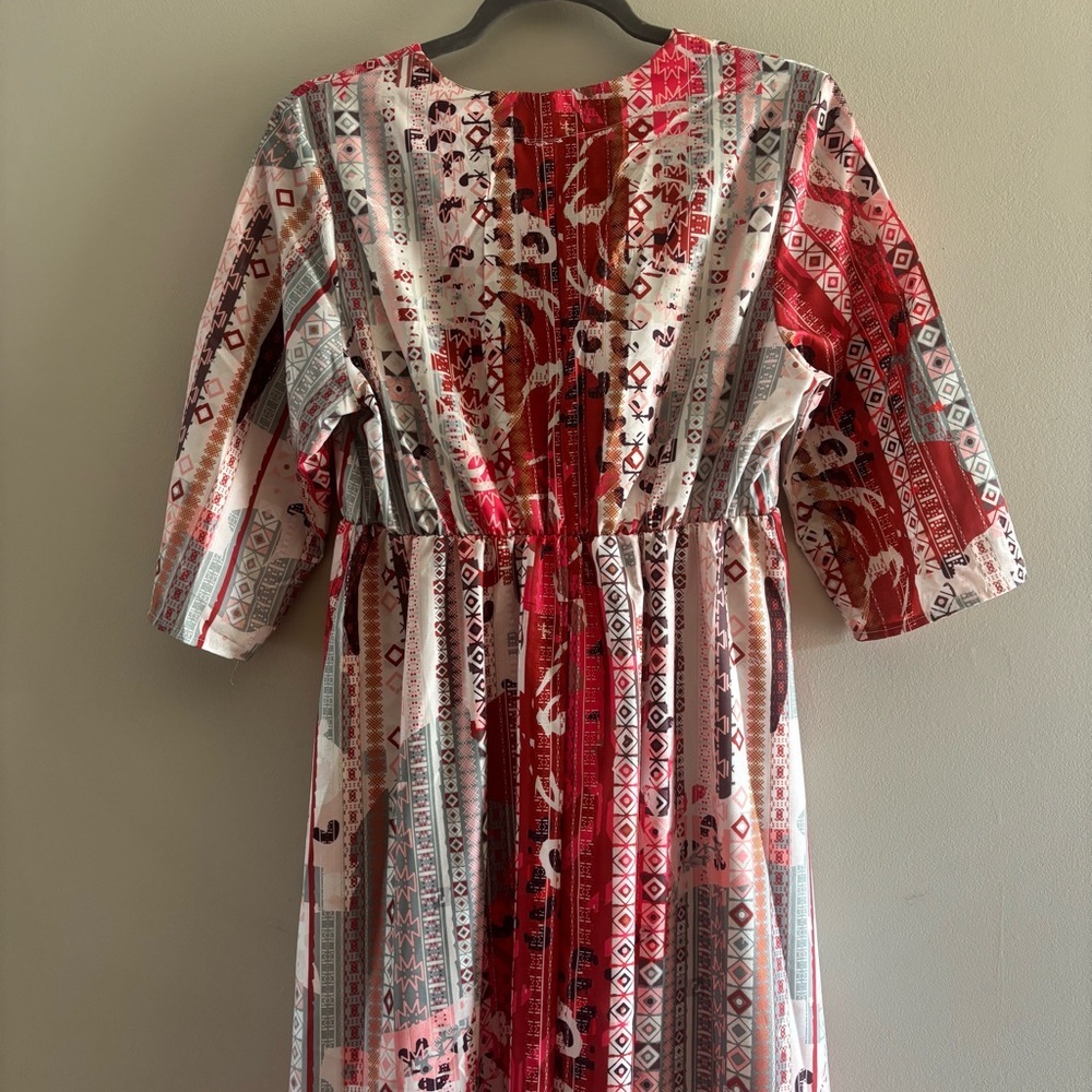 Boho V-Neck Maxi Dress in Pink and Red - Picture 5 of 9